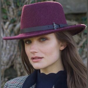 Ladies Boston Wool Felt Hat - Deep Burgundy